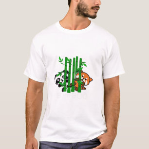 Schattigee kawaii Baby panda en rode panda bamboe T-shirt