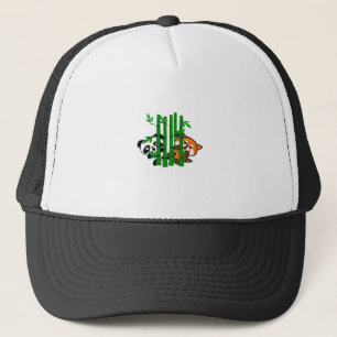 Schattigee kawaii Baby panda en rode panda bamboe Trucker Pet