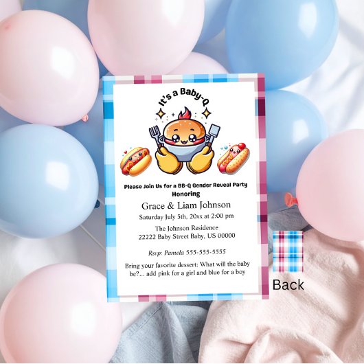 Schattigee Kawaii Baby-Q Gender Reveal Party Boy G Kaart