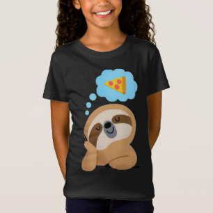 Schattigee Kawaii Baby Sloth dromen over pizza T-shirt