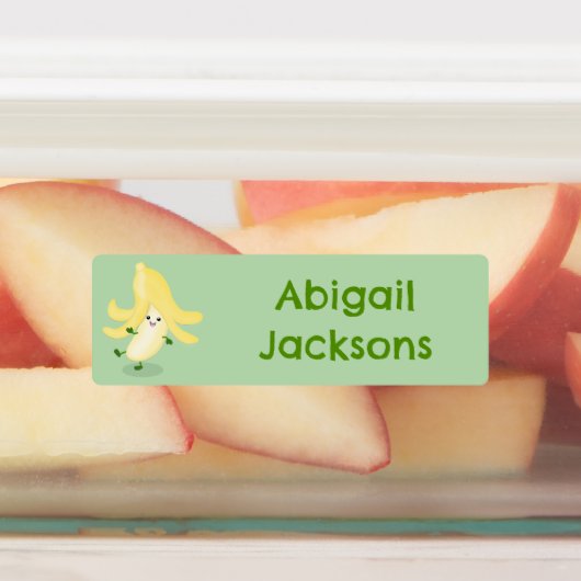 Schattigee Kawaii banaan cartoon gepersonaliseerd Labels (Aangebracht)