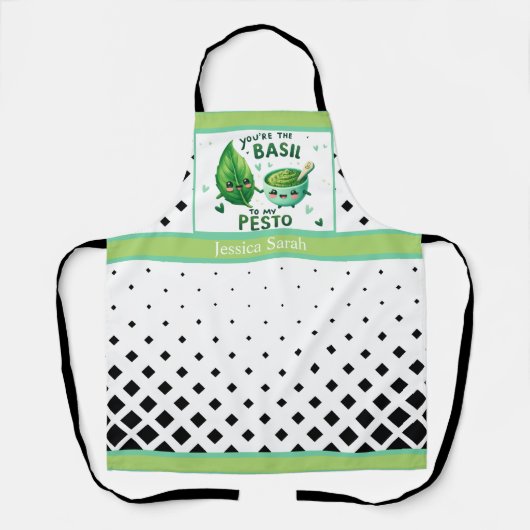 Schattigee Kawaii Basil en Pesto Schort (Voorkant)