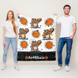 Schattigee Kawaii Basketbal Gopher Print Fleece Deken