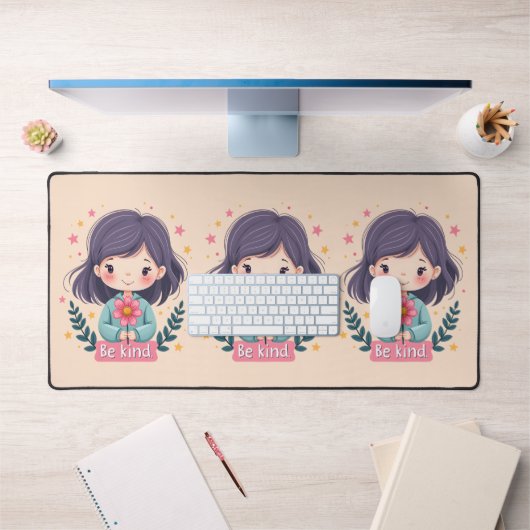 Schattigee Kawaii "Be Kind" Illustratie – Heilzame Bureaumat (Kantoor 1)