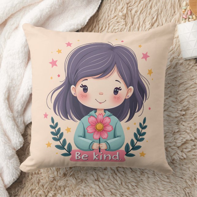 Schattigee Kawaii "Be Kind" Illustratie – Heilzame Kussen (Deken)
