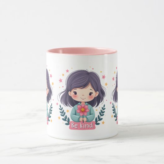Schattigee Kawaii "Be Kind" Illustratie – Heilzame Mok (Midden)