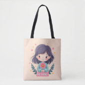 Schattigee Kawaii "Be Kind" Illustratie – Heilzame Tote Bag (Voorkant)