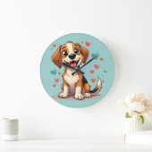 Schattigee Kawaii Beagle met harten speelse hond Grote Klok (Huis)