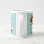 Schattigee Kawaii Beagle met harten speelse hond Grote Koffiekop (Achterkant)