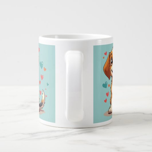 Schattigee Kawaii Beagle met harten speelse hond Grote Koffiekop (Achterkant)