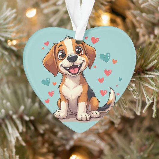 Schattigee Kawaii Beagle met harten speelse hond Ornament (Boom)