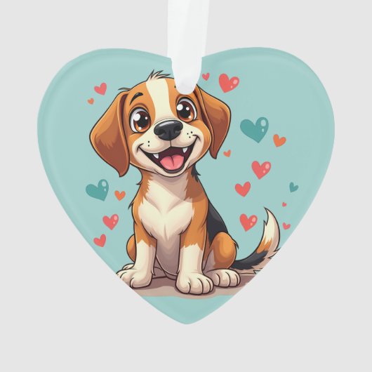 Schattigee Kawaii Beagle met harten speelse hond Ornament (achterkant)