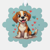 Schattigee Kawaii Beagle met harten speelse hond Ornament Kaart (Achterkant)