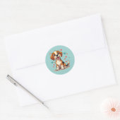 Schattigee Kawaii Beagle met harten speelse hond Ronde Sticker (Envelop)