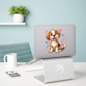 Schattigee Kawaii Beagle met harten speelse hond Sticker (Laptop op bureau)
