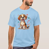 Schattigee Kawaii Beagle met harten speelse hond T-shirt (Voorkant)