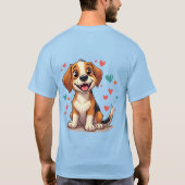 Schattigee Kawaii Beagle met harten speelse hond T-shirt (Achterkant)