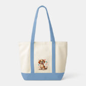 Schattigee Kawaii Beagle met harten speelse hond Tote Bag (Achterkant)