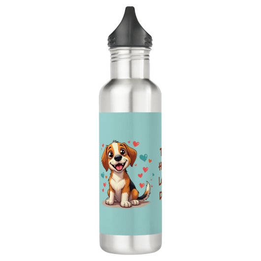 Schattigee Kawaii Beagle met harten speelse hond Waterfles (Links)