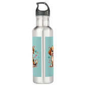 Schattigee Kawaii Beagle met harten speelse hond Waterfles (Achterkant)