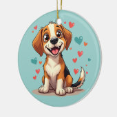 Schattigee Kawaii Beagle met harten speelse honden Keramisch Ornament (Links)