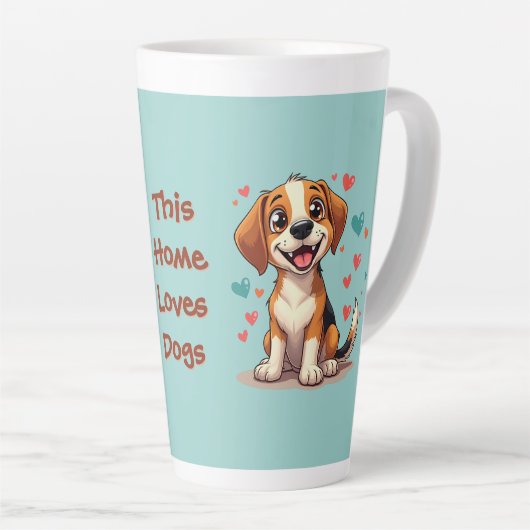 Schattigee Kawaii Beagle met harten speelse honden Latte Mok (Rechterhoek)