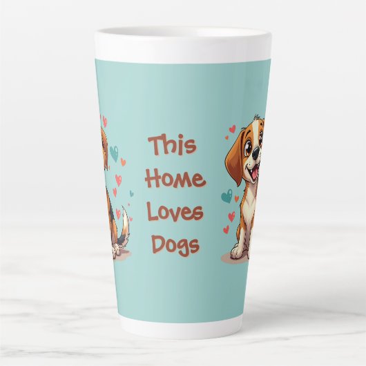 Schattigee Kawaii Beagle met harten speelse honden Latte Mok (Voorkant)