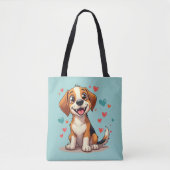 Schattigee Kawaii Beagle met harten speelse honden Tote Bag (Voorkant)