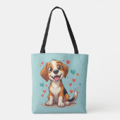 Schattigee Kawaii Beagle met harten speelse honden Tote Bag (Achterkant)