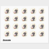 Schattigee Kawaii Black Cat verjaardagsfeestje Ronde Sticker (Vel)