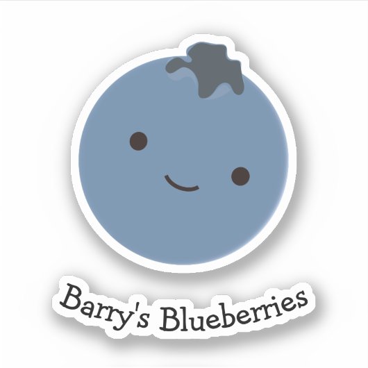 Schattigee Kawaii Blueberry met tekst Sticker (Voorkant)