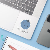 Schattigee Kawaii Blueberry met tekst Sticker (Laptop met iPhone)