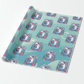 Schattigee Kawaii Boba Shark Ocean Vibes Pattern Cadeaupapier (Uitgerold)