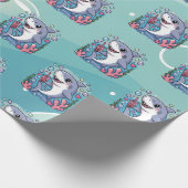 Schattigee Kawaii Boba Shark Ocean Vibes Pattern Cadeaupapier (Hoek)