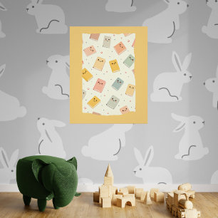 Schattigee Kawaii Boeken Glanzend Poster