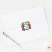 Schattigee Kawaii boekenstapel Vierkante Sticker (Envelop)