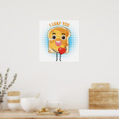 Schattigee Kawaii Brood Toast Cartoon met Hart – G Poster (Keuken)