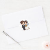 Schattigee Kawaii bruid en bruidegom bruidsgeschen Ronde Sticker (Envelop)