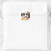 Schattigee Kawaii bruid en bruidegom - Sprookjesth Ronde Sticker (Tas)