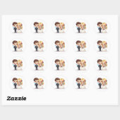 Schattigee Kawaii bruid en bruidegom - Sprookjesth Ronde Sticker (Vel)