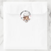 Schattigee Kawaii bruinharige bakker dank u Ronde Sticker (Tas)