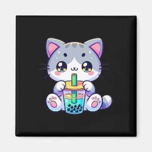 Schattigee Kawaii Bubble Tea Cat Japanese Kitten A Magneet