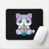 Schattigee Kawaii Bubble Tea Cat Japanese Kitten A Muismat (Met muis)