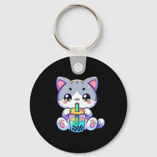 Schattigee Kawaii Bubble Tea Cat Japanese Kitten A Sleutelhanger