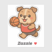 Schattigee Kawaii Bulldog spelen basketbal Kiss Cu Sticker (Vel)