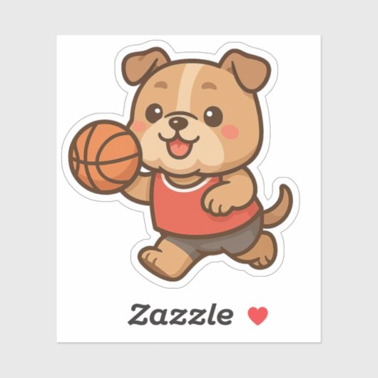 Schattigee Kawaii Bulldog spelen basketbal Kiss Cu Sticker (Vel)