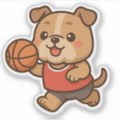 Schattigee Kawaii Bulldog spelen basketbal Kiss Cu Sticker (Voorkant)