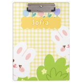 Schattigee Kawaii Bunny Pastel Spring Flowers Klembord (Voorkant)