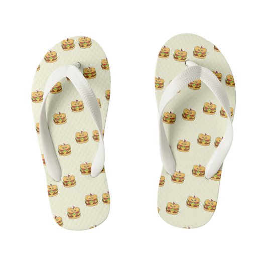 Schattigee kawaii burgers patroon op crème kinder teenslippers (Voetbed)