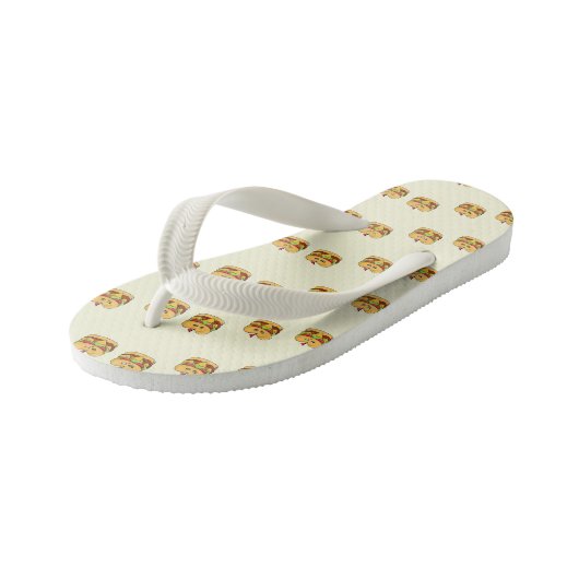 Schattigee kawaii burgers patroon op crème kinder teenslippers (Schuin)